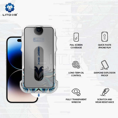 Privacy Screen Protector Film Lito Magic Glass Box D+ Tools for Apple iPhone XS / X, Tempered Glass, Full Glue
