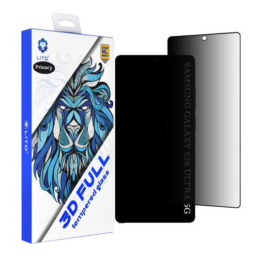 Lito Privacy Screen Protector for Samsung Galaxy S26 Ultra, Tempered Glass, Full Glue, 3D