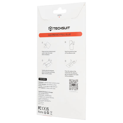 Privacy Screen Protector Techsuit for Honor 600 Smart, Tempered Glass, Full Glue, 111D