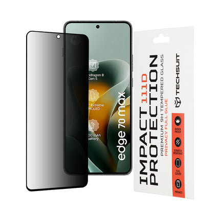 Privacy Screen Protector Techsuit for Motorola Edge 70 Max, Tempered Glass, Full Glue, 111D