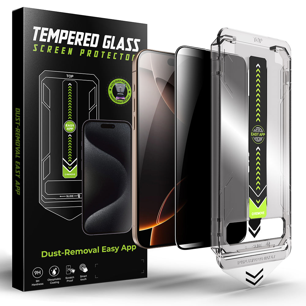Privacy Screen Protector Techsuit TitanGlass for Apple iPhone 16 Pro Max, Tempered Glass, Full Glue