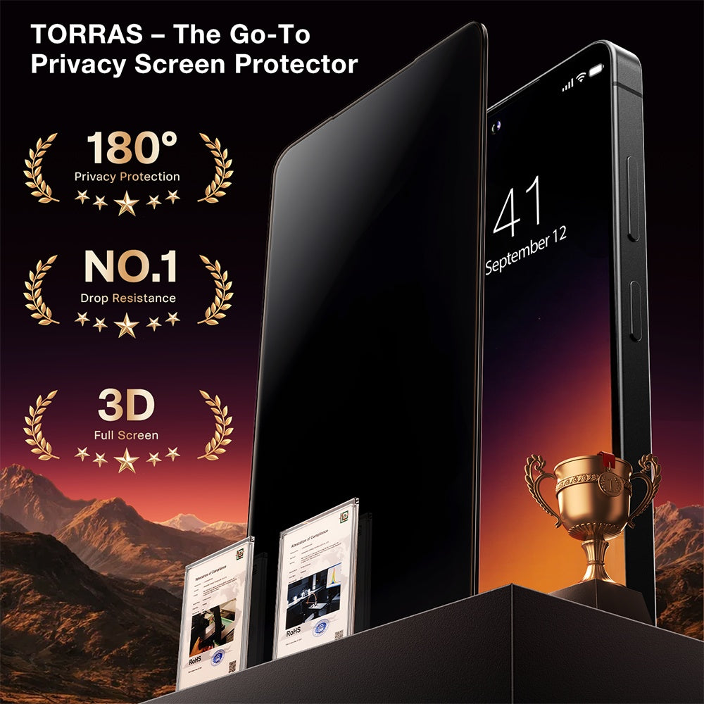 Torras GlassGo Install Master Privacy Screen Protector for Samsung Galaxy S26 Ultra S948, Tempered Glass, Full Glue