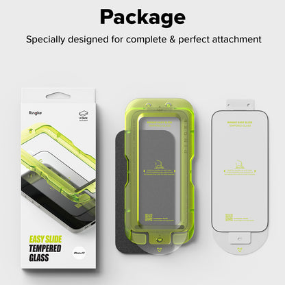 Ringke Easy Slide Screen Protector for Apple iPhone 17 Pro, Tempered Glass, Full Glue, Set of 2 pieces