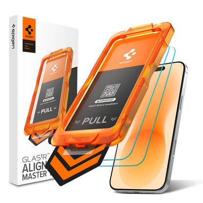 Spigen GlastR AlignMaster S Screen Protector for Apple iPhone 18 Pro / 17 Pro, Tempered Glass, Full Glue, Set of 2 pieces AGL10105