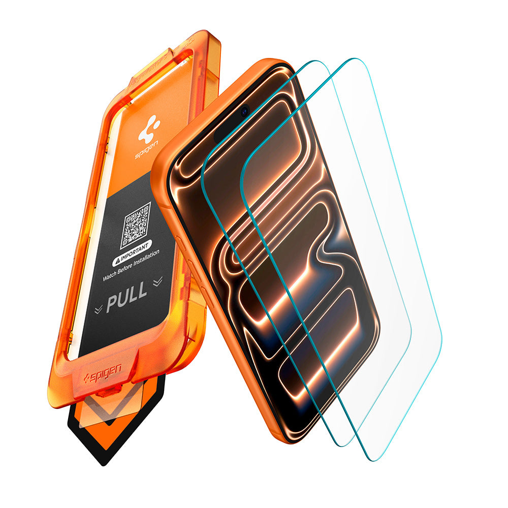 Spigen GlastR AlignMaster S Screen Protector for Apple iPhone 18 Pro Max / 17 Pro Max, Tempered Glass, Full Glue, Set of 2 pieces AGL10101