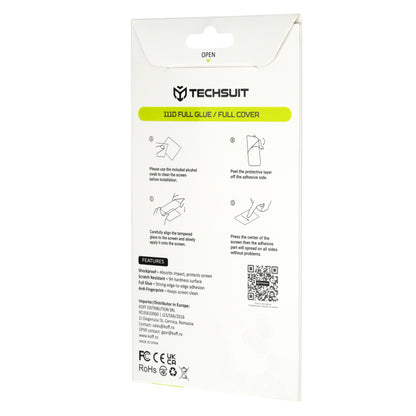 Techsuit Screen Protector Film for Honor 600 Smart, Tempered Glass, Full Glue, 111D, Black