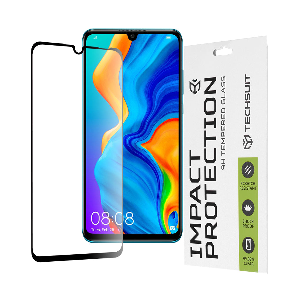 Techsuit Screen Protector Film for Huawei P30 lite New Edition / P30 lite, Tempered Glass, Full Glue, 111D, Black