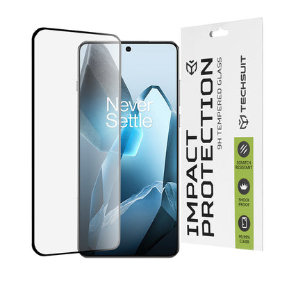 Techsuit Screen Protector Film for OnePlus 13, Tempered Glass, Full Glue, 111D, Black