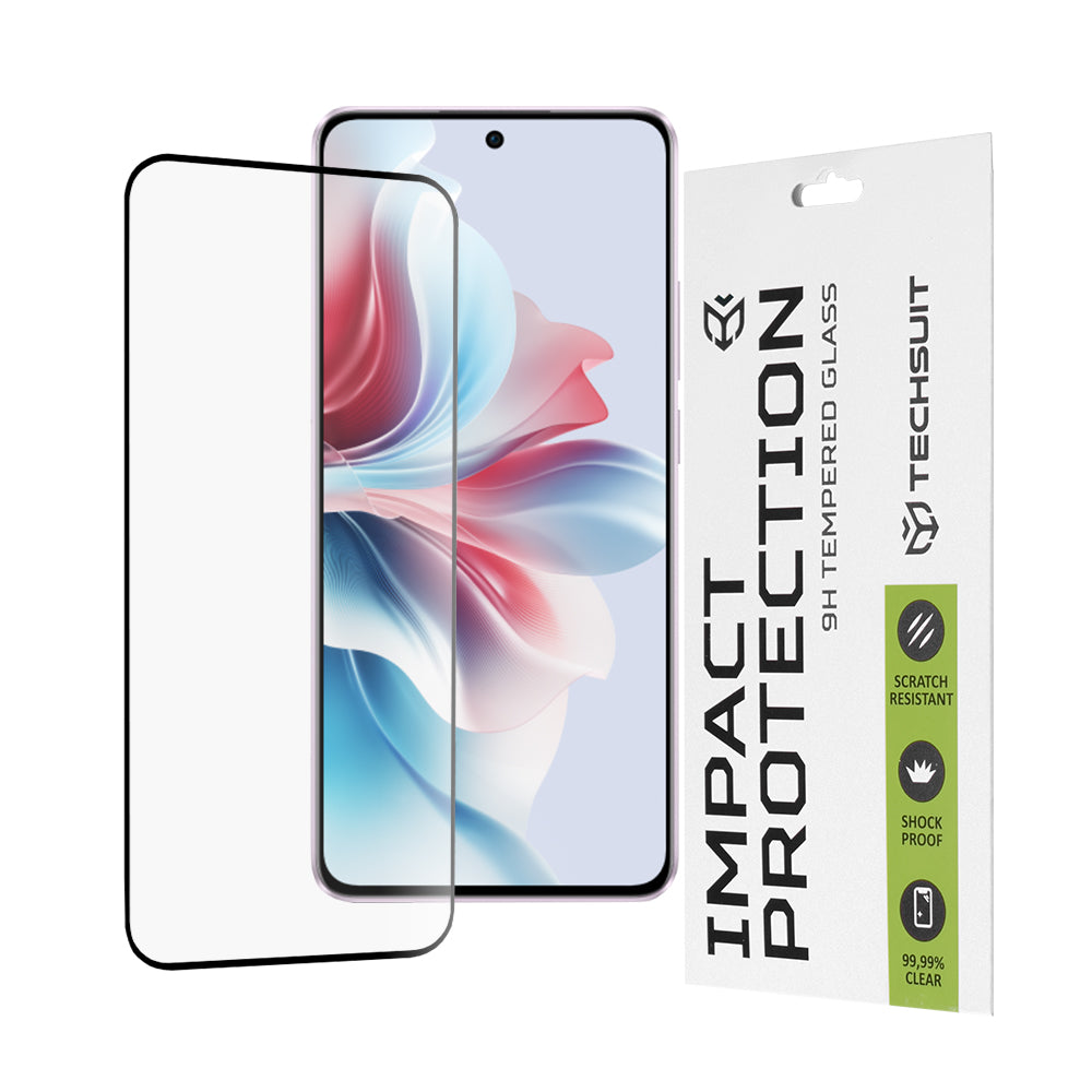 Techsuit Screen Protector Film for Oppo Reno11 F, Tempered Glass, Full Glue, 111D, Black