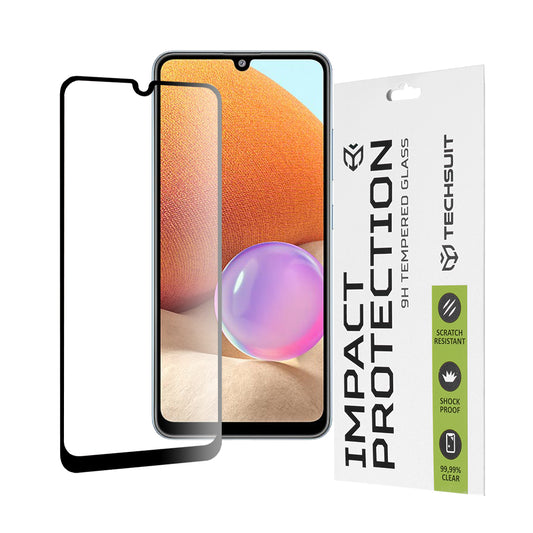 Techsuit Screen Protector Film for Samsung Galaxy A33 5G A336 / A32 A325, Tempered Glass, Full Glue, 111D, Black