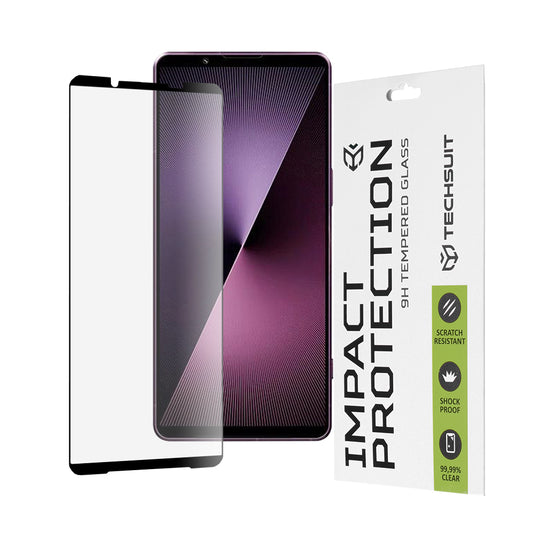 Techsuit Screen Protector Film for Sony Xperia 1 VII, Tempered Glass, Full Glue, 111D, Black