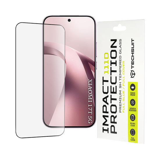 Techsuit Screen Protector Film for Xiaomi 17T, Tempered Glass, Full Glue, 111D, Black