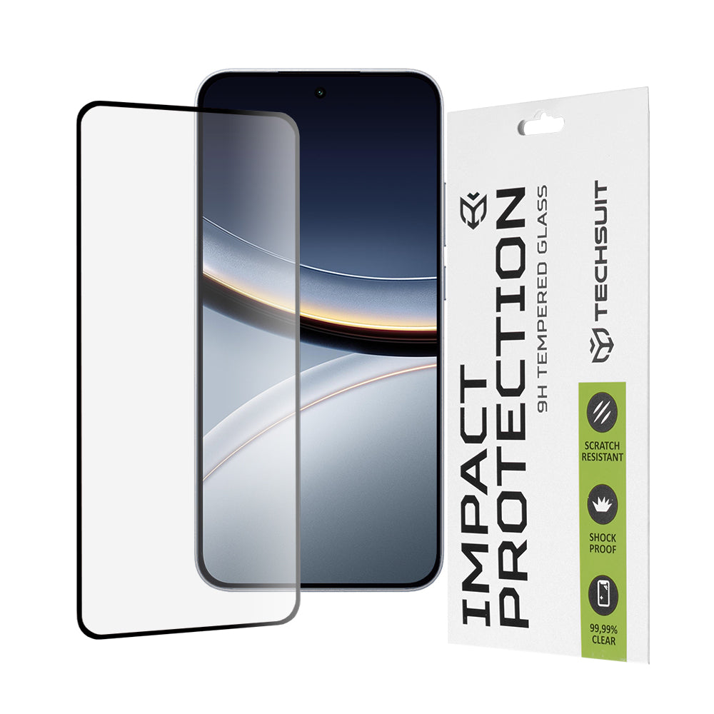 Techsuit Screen Protector Film for Xiaomi Poco F7, Tempered Glass, Full Glue, 111D, Black