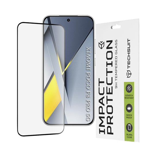 Techsuit Screen Protector for Xiaomi Poco F8 Pro, Tempered Glass, Full Glue, 111D, Black