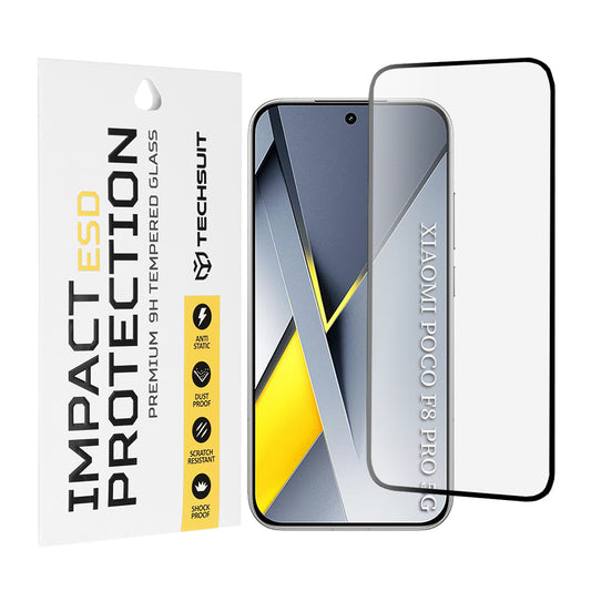 Techsuit Screen Protector for Xiaomi Poco F8 Pro, Tempered Glass, Full Glue, Black