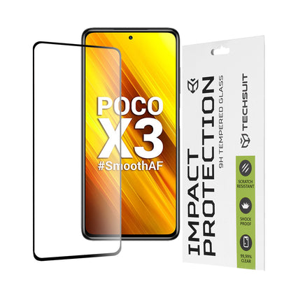 Techsuit Screen Protector Film for Xiaomi Poco X3 Pro / X3 NFC / X3, Tempered Glass, Full Glue, 111D, Black