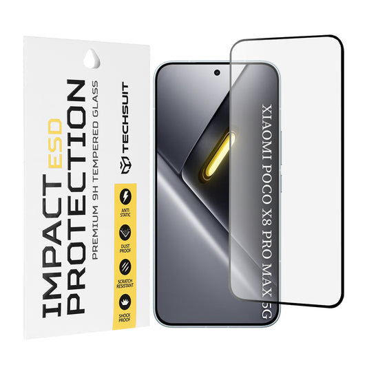 Techsuit Screen Protector for Xiaomi Poco X8 Pro Max, Tempered Glass, Full Glue, Black