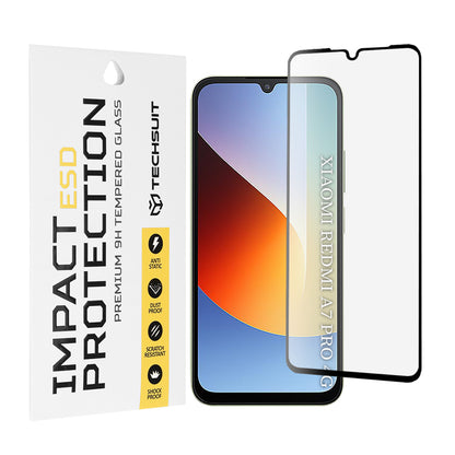 Techsuit Screen Protector Film for Xiaomi Redmi A7 Pro 4G, Tempered Glass, Full Glue, Black