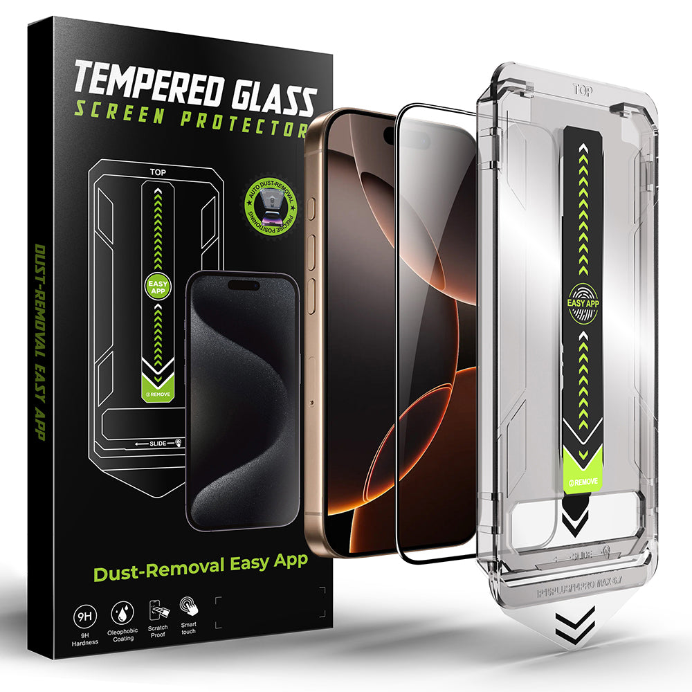 Techsuit TitanGlass Screen Protector for Apple iPhone 15 Pro, Tempered Glass, Full Glue, Black