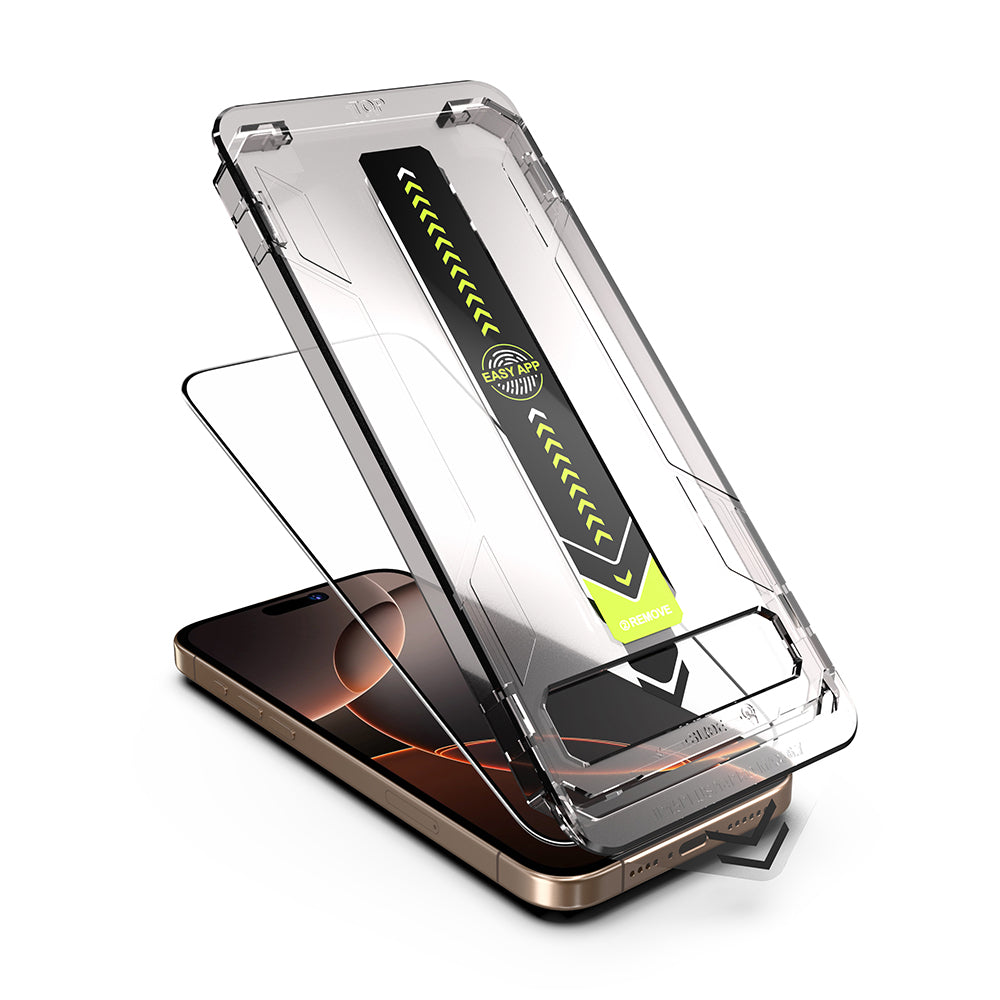 Techsuit TitanGlass Screen Protector for Apple iPhone 15 Pro, Tempered Glass, Full Glue, Black