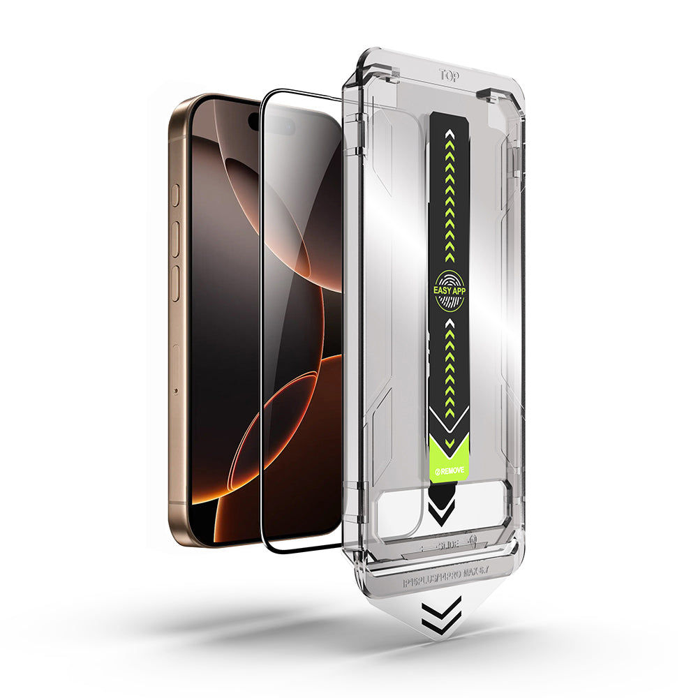 Techsuit TitanGlass Screen Protector for Apple iPhone 15 Pro, Tempered Glass, Full Glue, Black