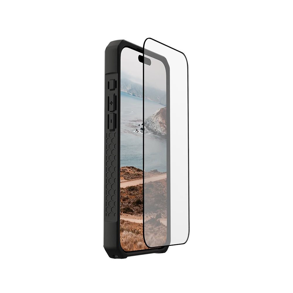 Urban Armor Gear Shield Screen Protector for Apple iPhone 17 Pro, Tempered Glass, Full Glue, Black