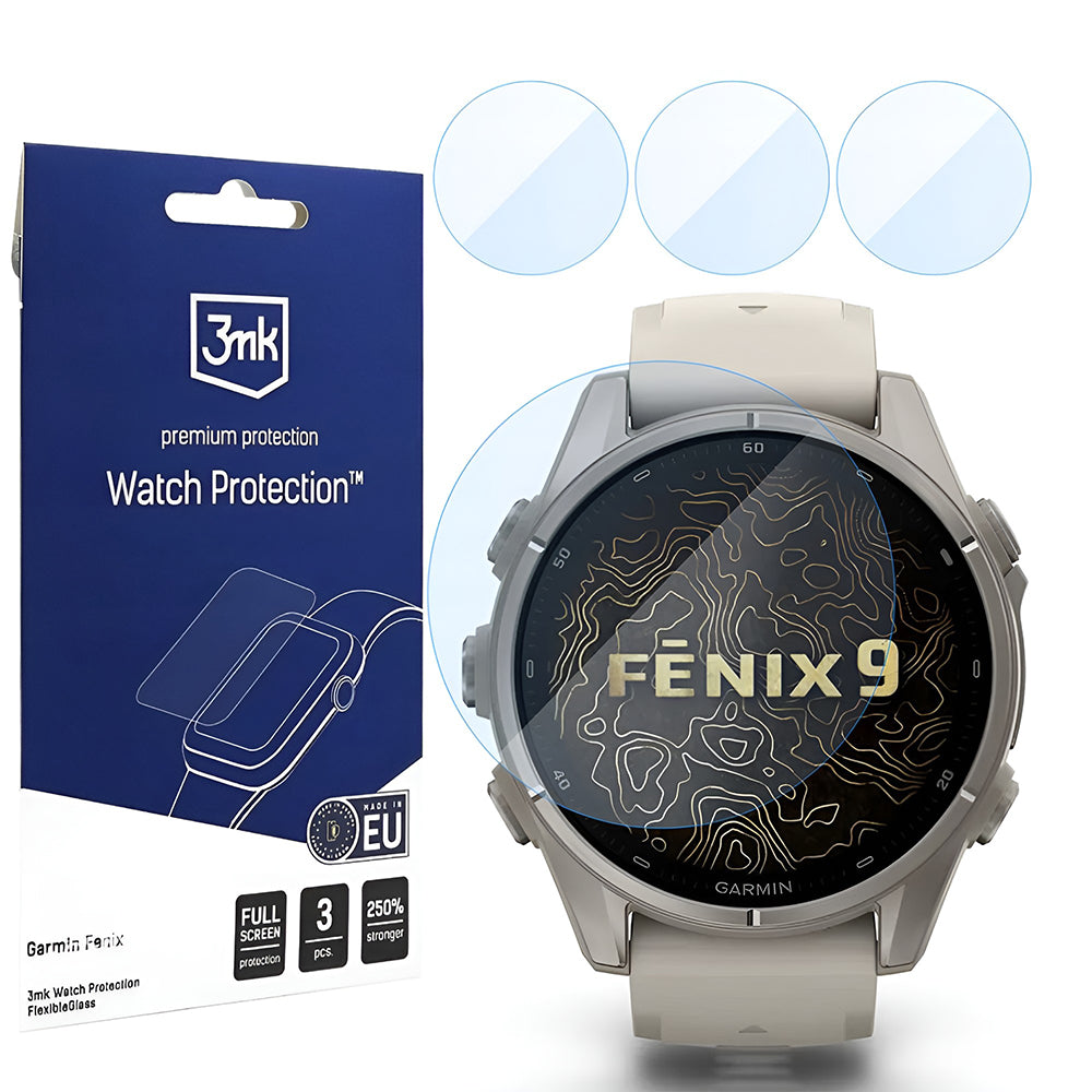 3MK FlexibleGlass Protective Film for Garmin Fenix 9 43mm, Set of 3 pieces, Flexible Glass