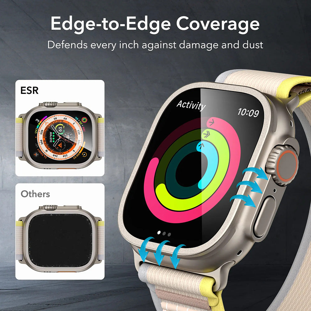 ESR Armorite Protection Film for Apple Watch Ultra Series, Set of 2 Pieces, Tempered Glass, Bronze