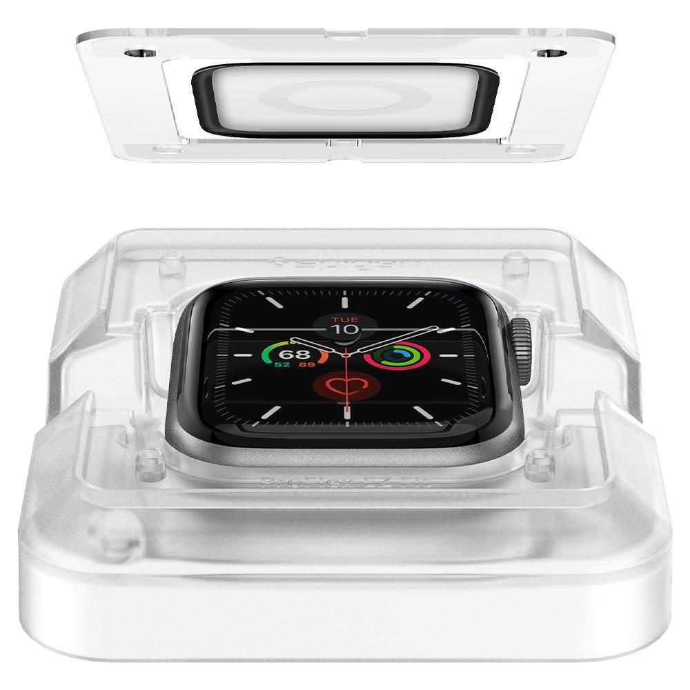 Spigen ProFlex EZ FIT Protection Film for Apple Watch 44mm Series, Set of 2 Pieces, Flexible Glass, Black