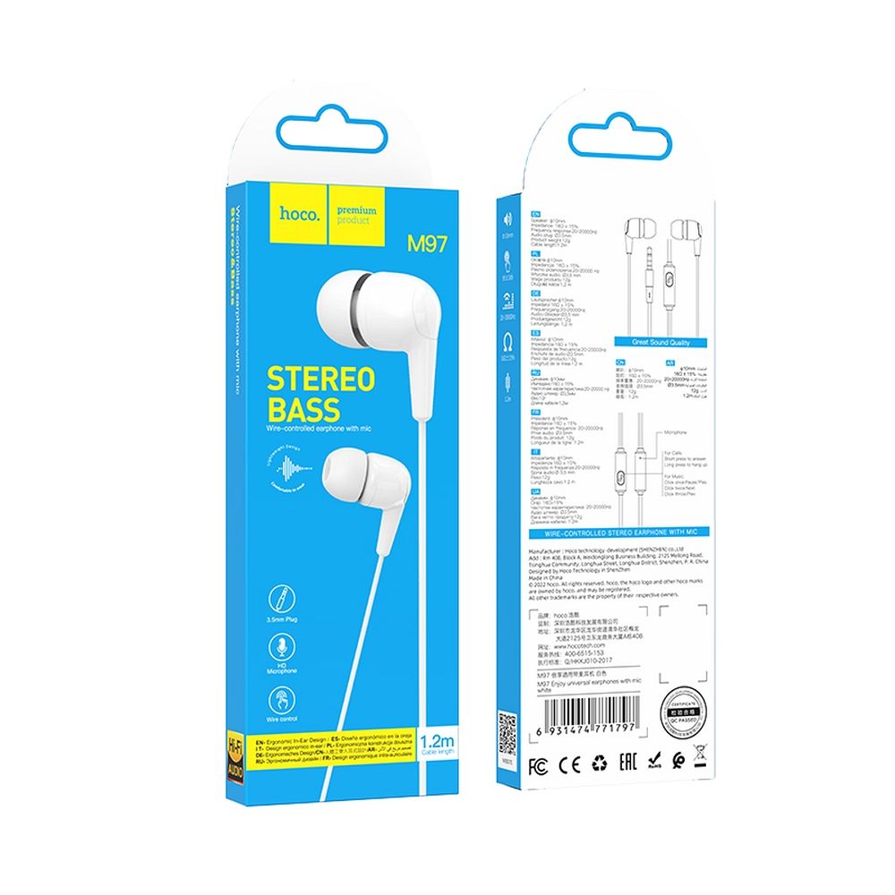 Handsfree 3.5mm HOCO M97, White
