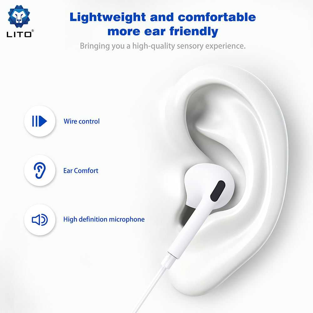 Handsfree 3.5mm / USB-C Lito LF03, White