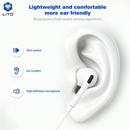 Handsfree 3.5mm / USB-C Lito LF03, White