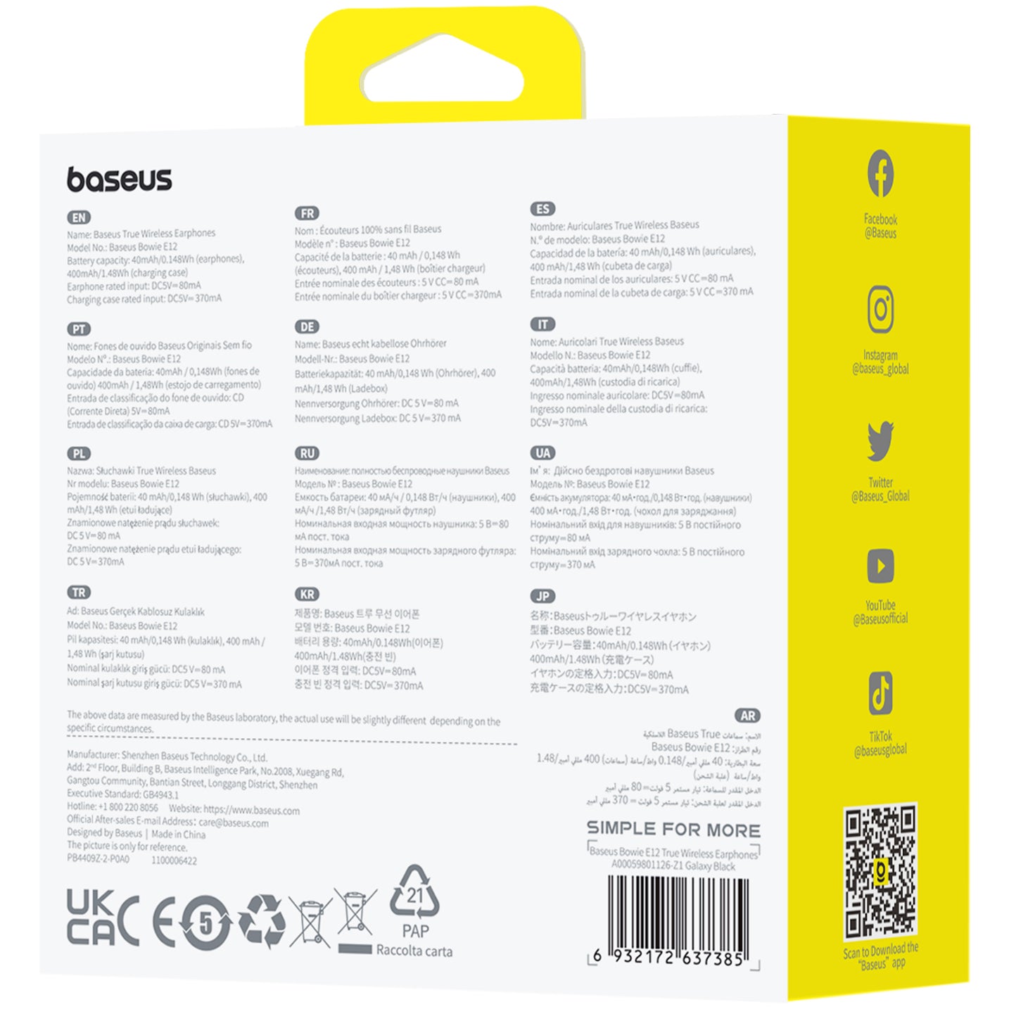 Baseus Bowie E12 Bluetooth Handsfree, TWS, Black A00059801126-Z1