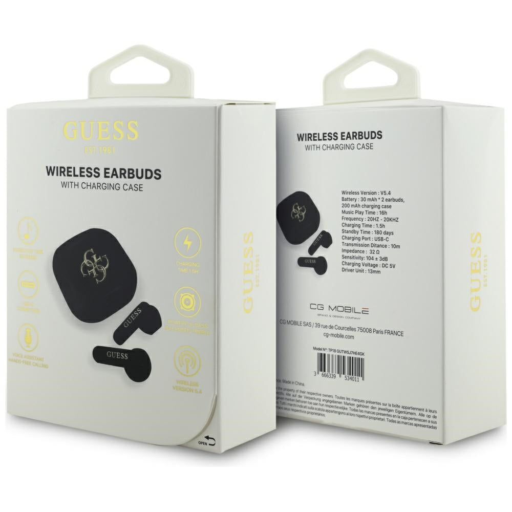 Guess 4G Metal Logo Bluetooth Handsfree, TWS, White