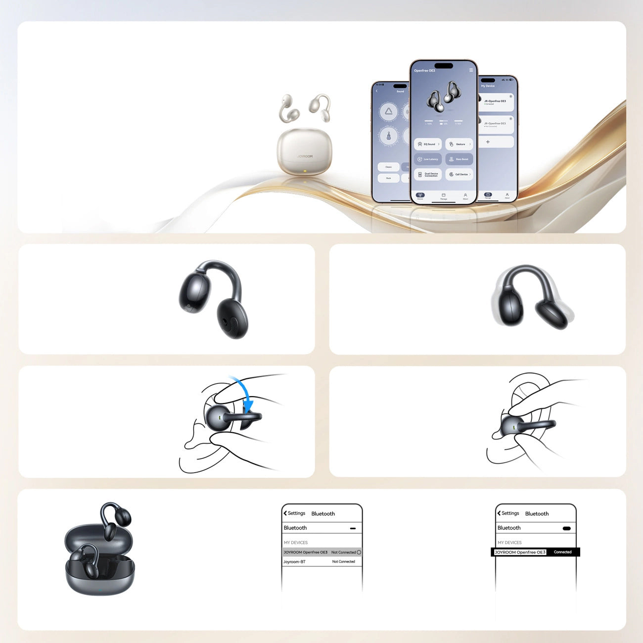 Handsfree Bluetooth Joyroom Openfree JR-OE3, TWS, Silver