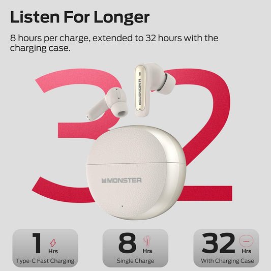 Handsfree Bluetooth Monster N-Lite 310, TWS, Light Cream