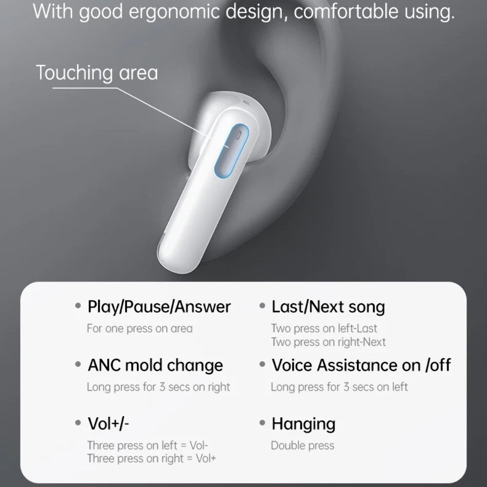 Handsfree Bluetooth Yesido TWS34, TWS, ANC, White