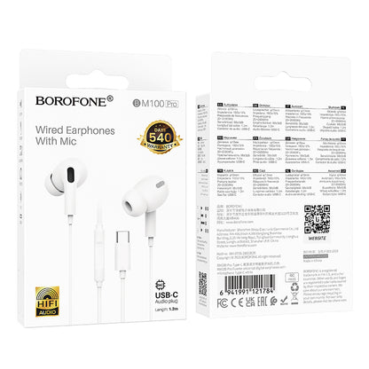 Handsfree USB-C Borofone BM100 Pro Fuente, White