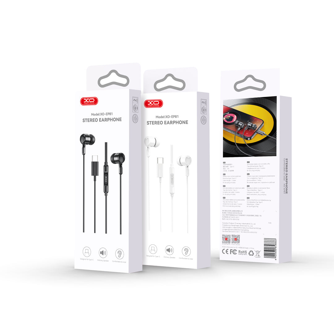 Handsfree USB-C XO Design EP81, Black