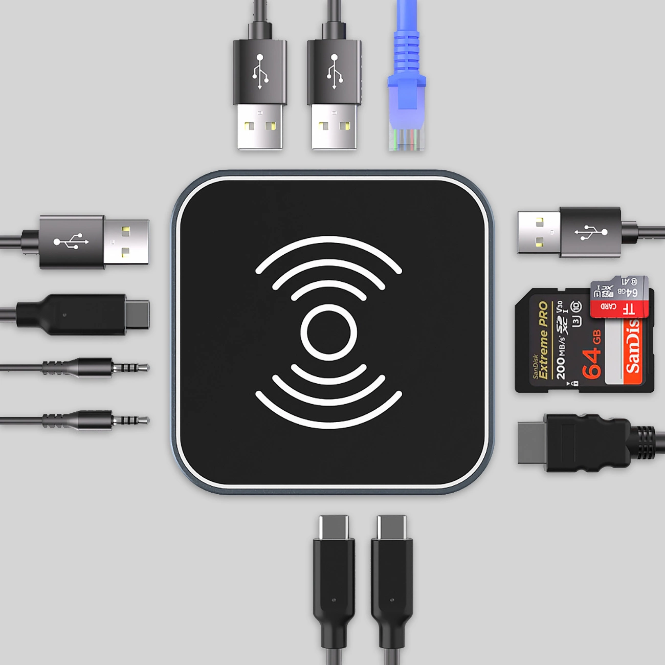Multifunctional Hub WZK WHBC09Y8S, 12in1, Gray