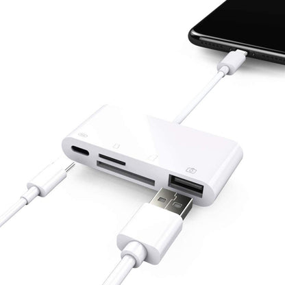 USB-C Hub OEM NK108LTC, 1 x USB-A - 1 x USB-C - 1 x SD - 1 x microSD, White 