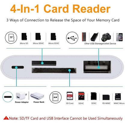 USB-C Hub OEM NK108LTC, 1 x USB-A - 1 x USB-C - 1 x SD - 1 x microSD, White 
