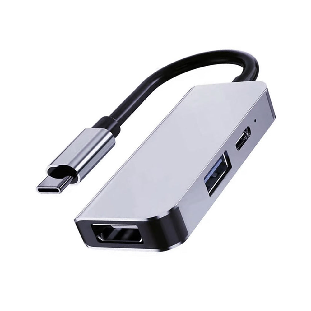 Techsuit H4 TurboChargeX USB-C Hub, 3in1, Gray