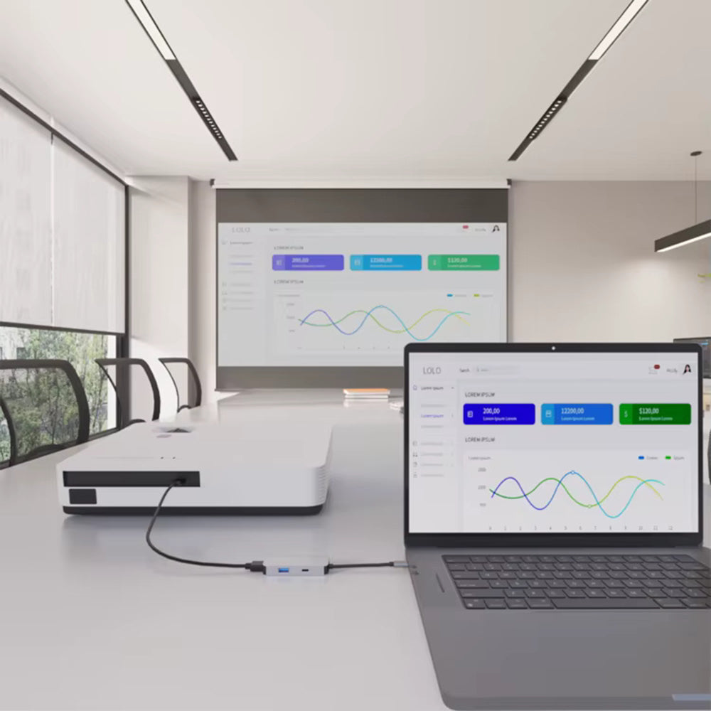 Techsuit H4 TurboChargeX USB-C Hub, 3in1, Gray