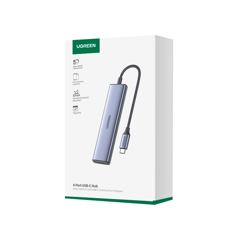 UGREEN CM473 USB-C Hub, 2 x USB-A 3.0 - 2 x USB-C, 0.20cm, Gray