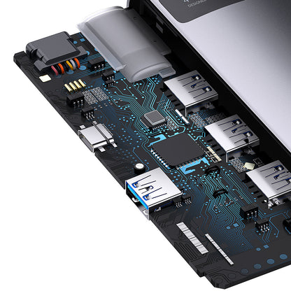 Baseus Metal Gleam USB-C Hub, 4 x USB-A 3.0, Gray WKWG070013