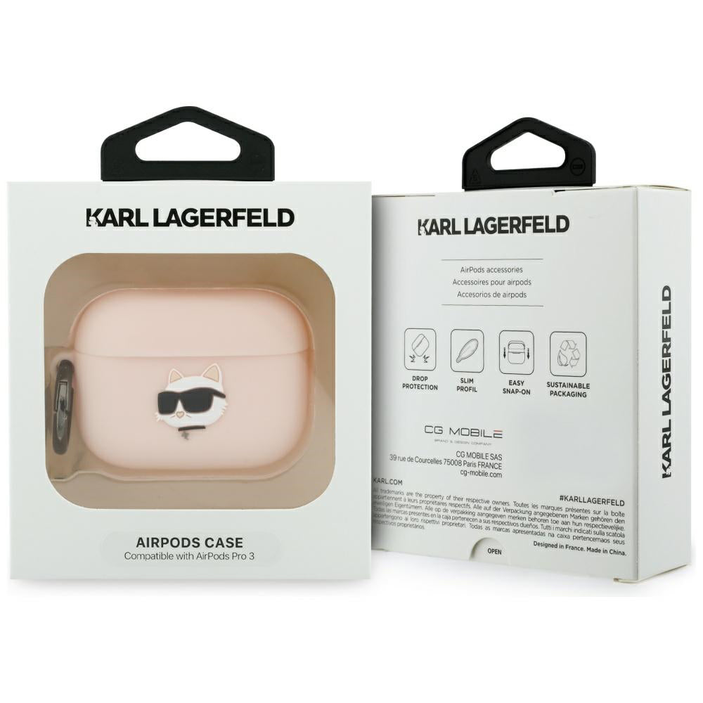 Karl Lagerfeld Silicone Choupette's Head 3D Case for Apple AirPods Pro 3, Pink