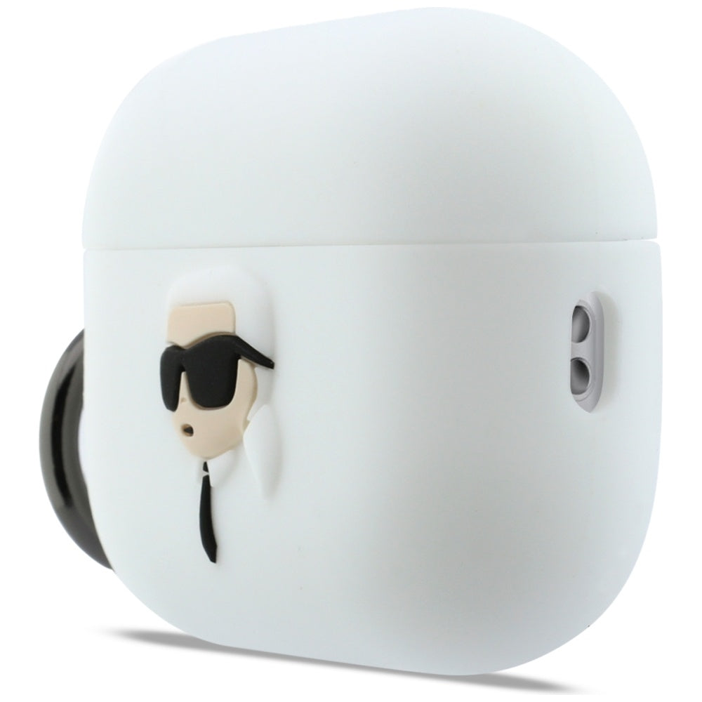 Karl Lagerfeld 3D Karl's Head Case for Apple AirPods Pro 3, White