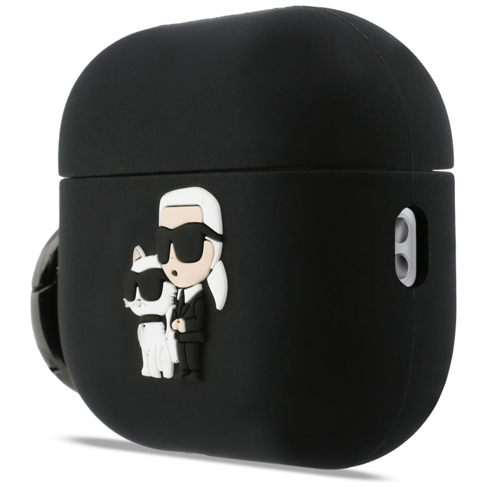 Karl Lagerfeld Silicone Karl & Choupette 3D Case for Apple AirPods Pro 3, Black