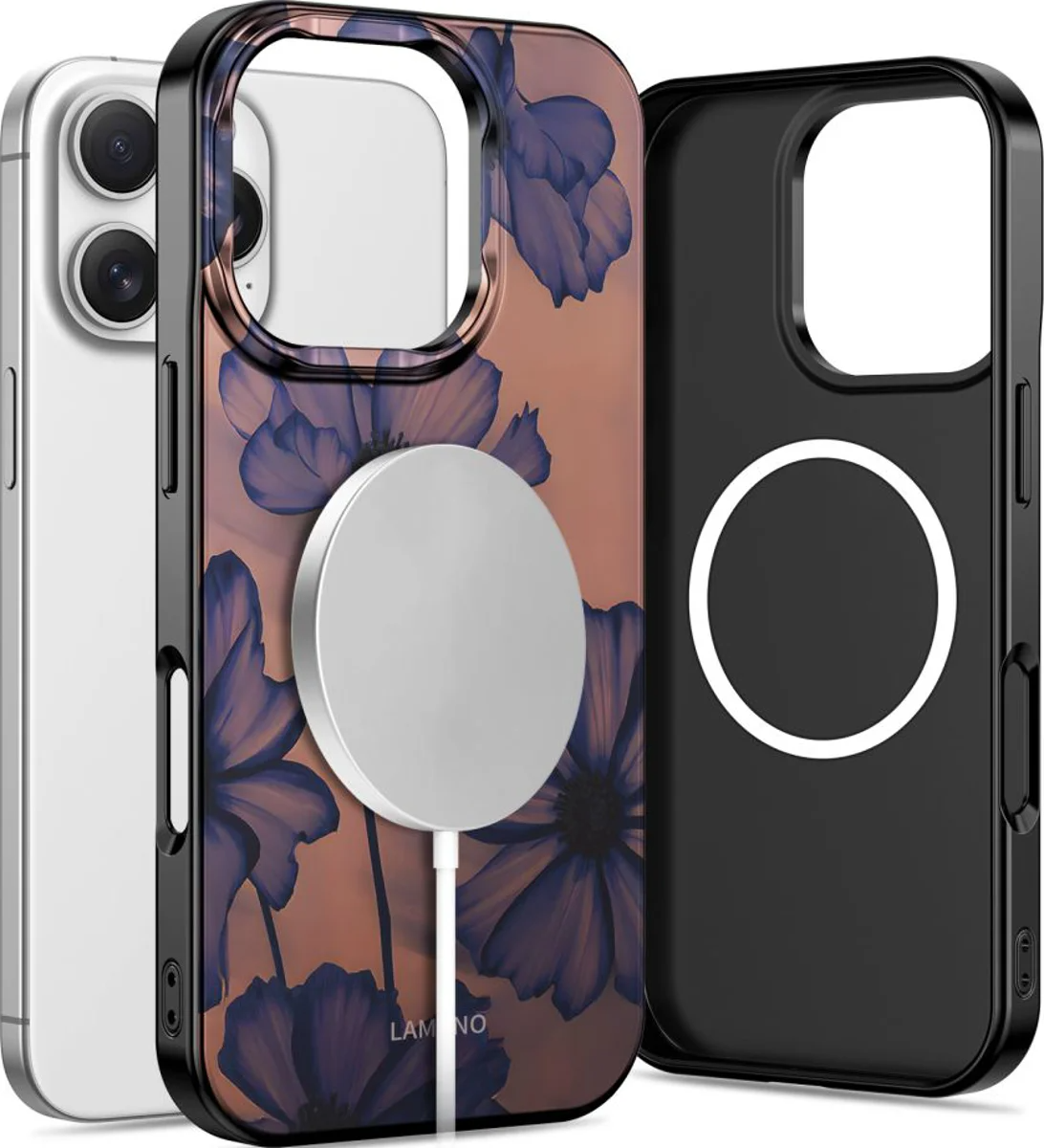 MagSafe Case for Apple iPhone 16 Pro, Tech-Protect, Lamano Velvet Night, Black